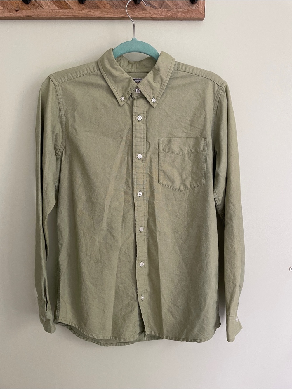 urban pipeline Olive Green Long-Sleeve Button-Down Shirt
